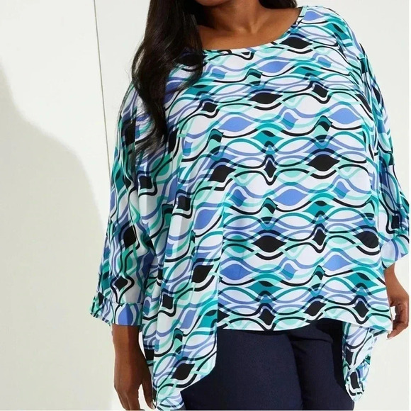 Ashley Stewart, lightweight tunic top, modern colorful bohemian hippie Plus size - Picture 3 of 12